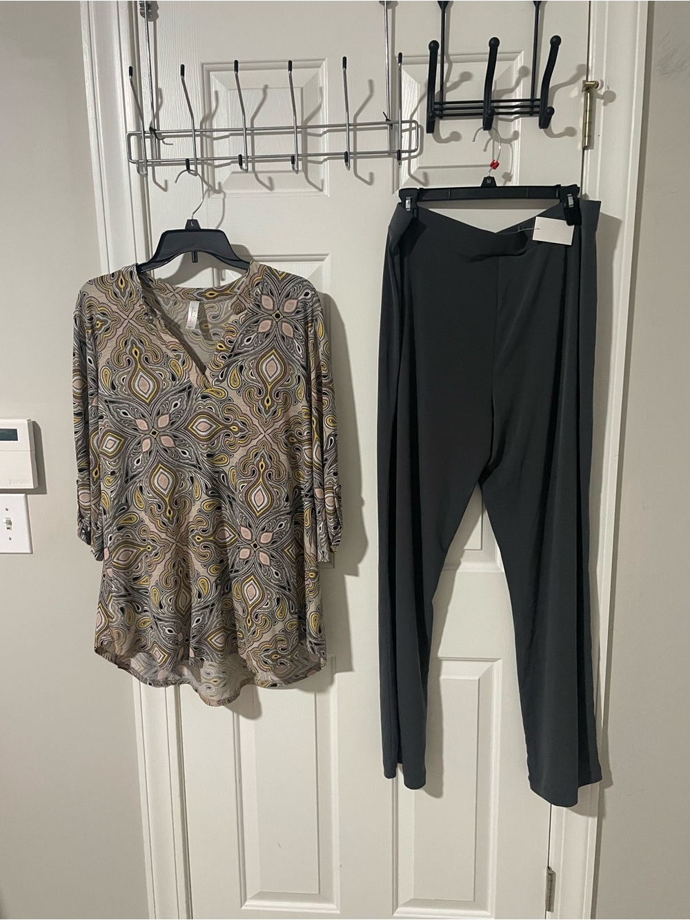 Gray large Susan graver Women's Ponte Stretch Pants stretchy mermaid cove L top